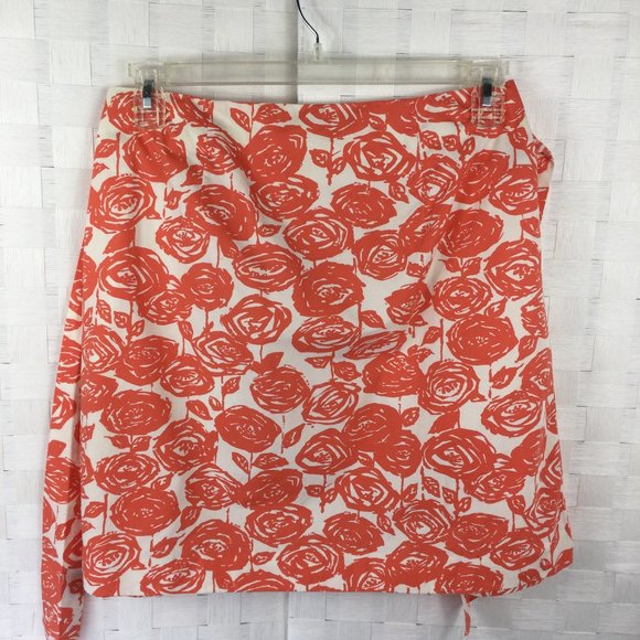 J. Crew White/Orange Floral Tie Cotton Skirt, 6 - Picture 2 of 6